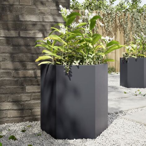 Jardinière anthracite hexagone 46x40x45 cm acier vidaXL