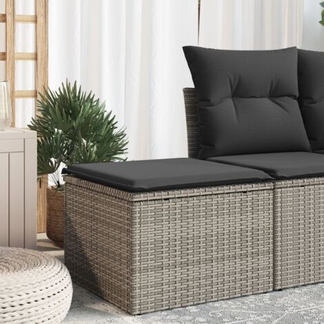 Tabouret de jardin avec coussin gris 55x55x37 cm résine tressée vidaXL