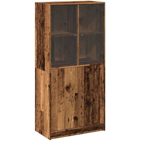 Vidaxl – Buffet haut en vieux bois 68x37x142 cm – 8 compartiments – Matériau bois d'ingénierie – Pour rangement livres et objets décoratifs (1/5)