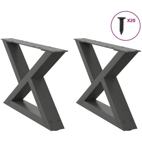 vidaXL Pieds de table basse 2 pièces Anthracite 60 x (30-31,3) cm Acier (1/5)