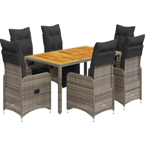 Ensemble de bistro de jardin 7 pcs coussins gris poly rotin vidaXL (1/5)