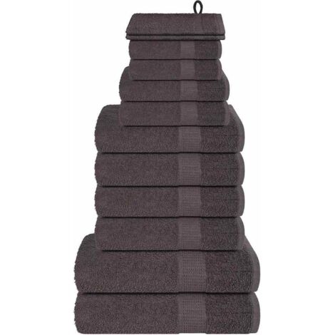 vidaXL Ensemble de serviettes 12 pcs anthracite 360 g/m² 100% coton