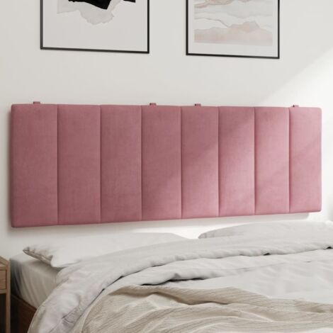 Vidaxl – Coussin de tête de lit Hanko 120 cm – Velours rose 100% polyester – Mousse haute densité – Installation murale facile avec sangles