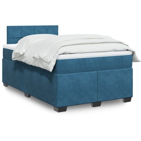 vidaXL Sommier à lattes de lit et matelas bleu 120x190 cm velours (1/5)