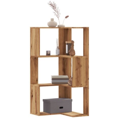 Vidaxl – Bibliothèque d'angle 3 niveaux en bois d'ingénierie chêne artisanal – Dimensions 50x50x102 cm – Charge maximale élevée pour petits espaces