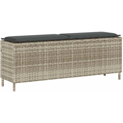 vidaXL Banc de jardin coussin gris clair 110x30x40,5 cm résine tressée