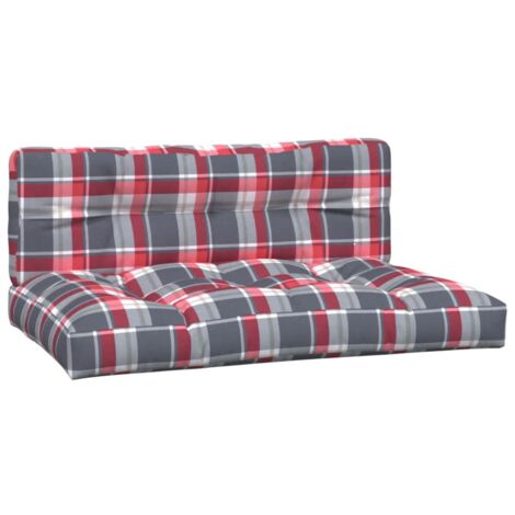 Coussins de palette lot de 2 motif à carreaux rouge tissu vidaXL