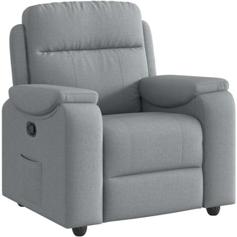 Vidaxl – Fauteuil relax inclinable gris clair en tissu – Inclinaison manuelle 135° – Accoudoirs rembourrés – Poche latérale pratique (1/6)