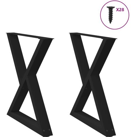 Pieds de table à manger 2 pièces Noir 80 x (72-73,3) cm Acier vidaXL