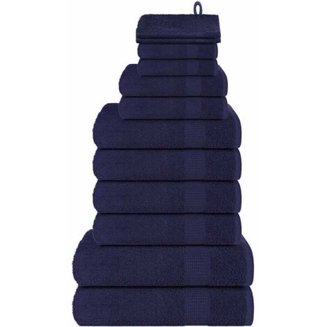 Ensemble de serviettes 12 pcs bleu marine 360 g/m² 100% coton vidaXL