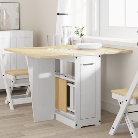 Vidaxl – Table à manger pliable Corona 114 cm – Bois de pin massif – Extensible et pliable – Rangement compact sous le plateau