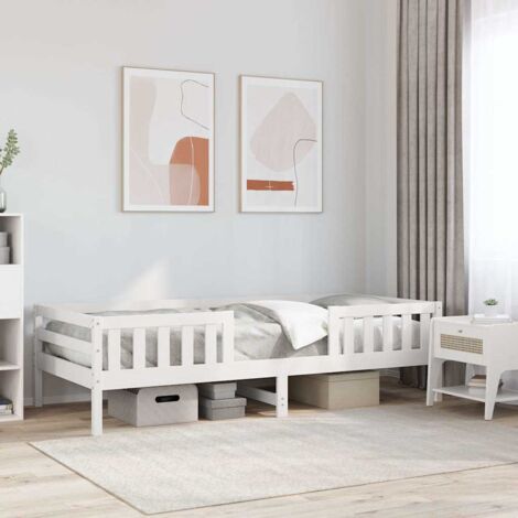 Vidaxl – Cadre de lit blanc 75x190 cm en bois de pin massif – Design moderne et stable – Assemblage requis – Lit simple