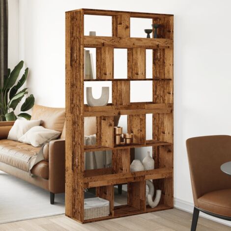 Vidaxl – Cloison de séparation en vieux bois d'ingénierie – 15 compartiments – Dimensions 100 x 33 x 187,5 cm – Résistant à l'humidité