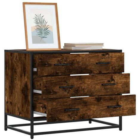 vidaXL Commode chêne fumé 70x41x56 cm bois d'ingénierie