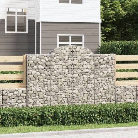 vidaXL Paniers à gabions arqués 2 pcs 200x30x140/160 cm Fer galvanisé