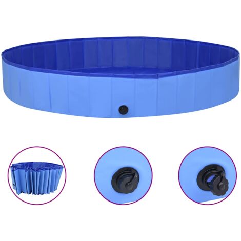 vidaXL Piscine pliable pour chiens Bleu 300x40 cm PVC