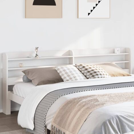 vidaXL Tête de lit avec étagères blanc 180 cm bois massif de pin