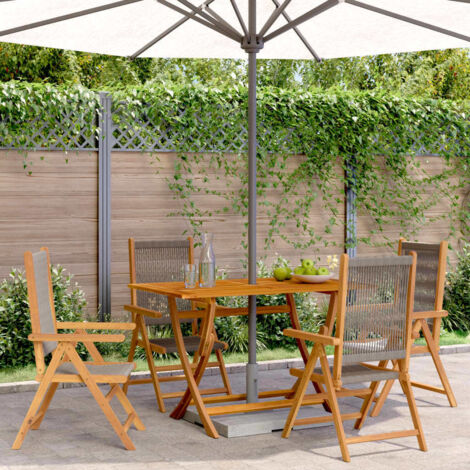vidaXL Chaises inclinables de jardin lot de 4 gris bois massif acacia