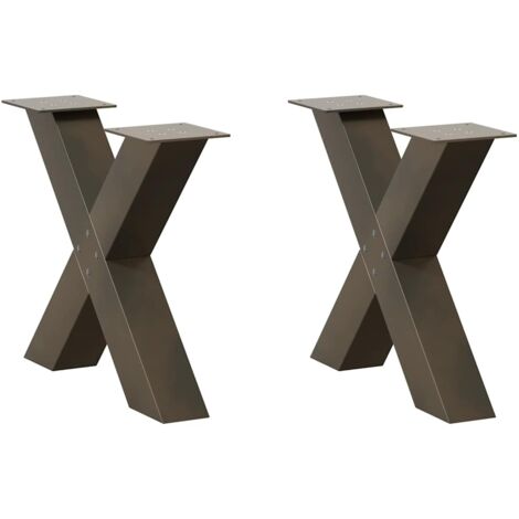 Pieds de table basse en forme de X, 2 pièces, acier naturel, 50 x (42-43) cm vidaXL