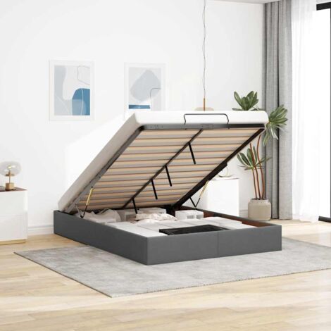 vidaXL Cadre de lit ottoman sans matelas gris foncé 140x200 cm tissu