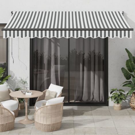 Auvent rétractable anthracite et blanc 3,5x2,5m tissu/aluminium vidaXL