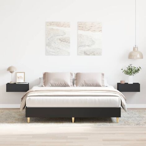 Cadre de lit sans matelas noir 150x200 cm bois d'ingénierie vidaXL (1/5)