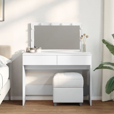 Vidaxl – Coiffeuse avec LED blanc 100x40x120 cm – Bois d'ingénierie résistant à l'humidité – 2 tiroirs pour rangement pratique