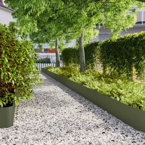 Bordures pelouse 10pcs vert olive 25x103cm acier laminé à froid vidaXL