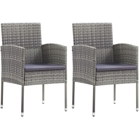 vidaXL Chaises de jardin coussins gris foncé 2 pcs résine tressée (1/6)