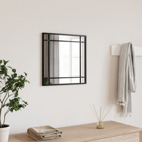 Miroir mural noir 40x40 cm carré fer vidaXL