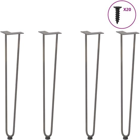 Pieds en épingle à cheveux pour consoles, lot de 4, acier naturel, 72 cm, acier massif vidaXL