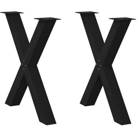 Vidaxl – Pieds de table à manger en acier noir – Forme X – Lot de 2 – Dimensions 80x(72-73) cm – Niveleurs réglables pour sols irréguliers - NOIR 80 X