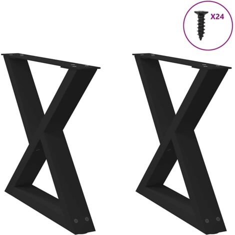 vidaXL Pieds de table basse 2 pièces Noir 60 x (42-43,3) cm Acier