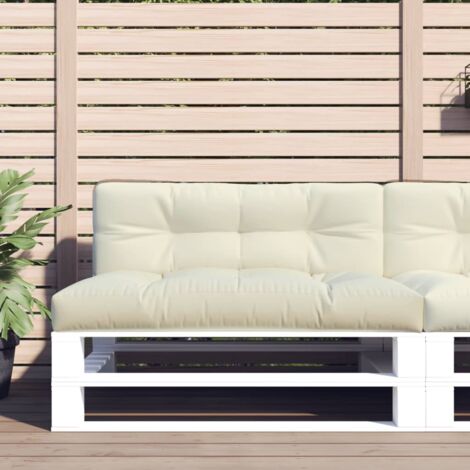 Vidaxl – Coussin palette crème 120x40x12 cm – Tissu polyester résistant aux UV – Rembourrage en fibres creuses – Imperméable pour extérieur