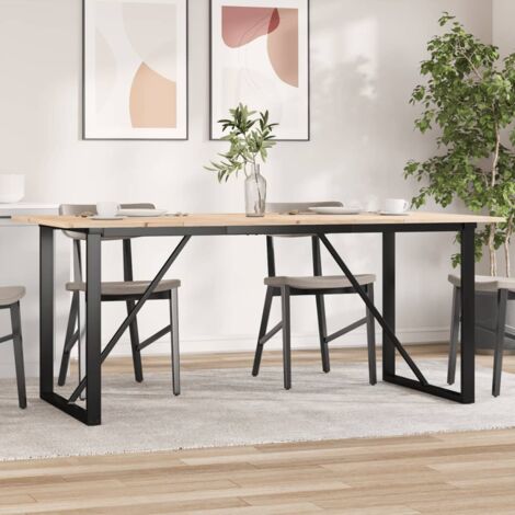vidaXL Table à manger cadre en O 180x90x75 cm bois de pin massif acier (1/5)