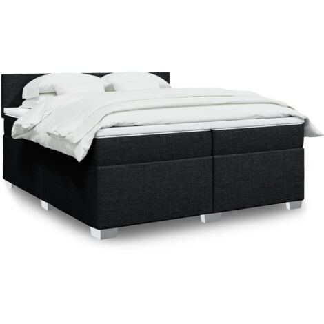 vidaXL Sommier à lattes de lit avec matelas Noir 200x200 cm Tissu