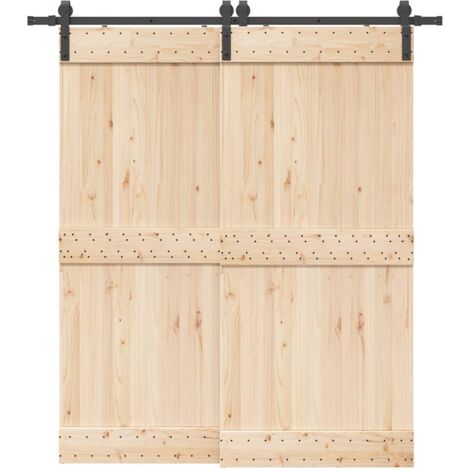 Vidaxl – Kit de quincaillerie pour porte coulissante 200 cm – Acier noir – Roulements internes pour glissement silencieux – Guide au sol inclus (1/5)