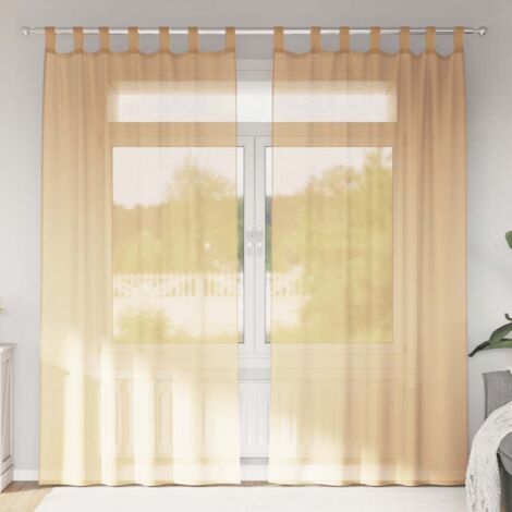 vidaXL Voile Curtains with Loops 2 pcs Sand 140x225 cm (1/5)