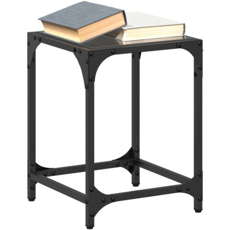 vidaXL Tables basses avec dessus en verre noir 2 pcs 30x30x40 cm acier (1/5)