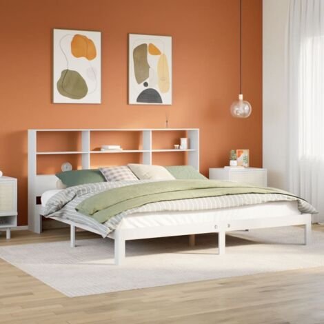 vidaXL Lit bibliothèque sans matelas blanc 180x200 cm bois pin massif (1/5)