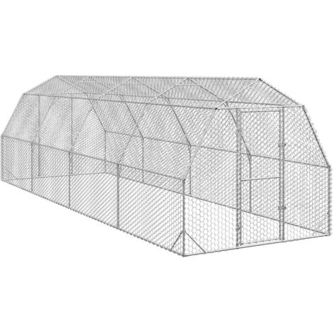 Vidaxl – Poulailler 2,5x8x2,25 m en acier galvanisé – Résistant à la rouille – Protection contre prédateurs – Environnement sécurisé pour poules