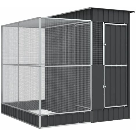 Vidaxl – Volière avec extension 209 x 203 x 216 cm – Acier galvanisé – Grille 1 x 1 cm – Porte verrouillable pour sécurité des oiseaux