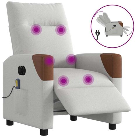 vidaXL Fauteuil de massage inclinable électrique gris nuage tissu