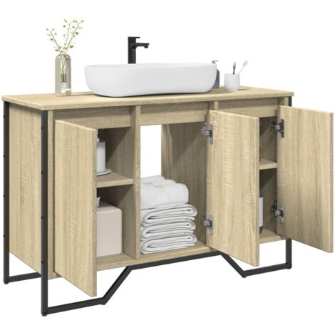 Vidaxl – Meuble sous vasque simple 91x35x60 cm – Bois d'ingénierie – Résistant à l'humidité – Grand espace de rangement
