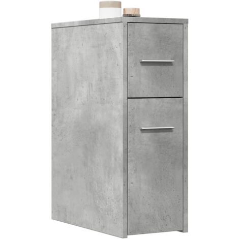 Armoire de salle de bain étroite avec roulettes gris béton vidaXL