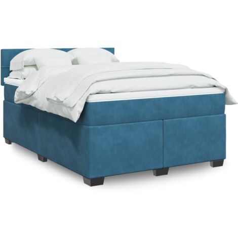 vidaXL Sommier à lattes de lit et matelas bleu 160x200 cm velours