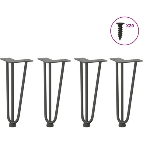 Pieds en épingle à cheveux pour table basse 4 pièces Anthracite 30 cm Acier massif vidaXL