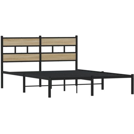 vidaXL Cadre de lit en métal sans matelas chêne sonoma 160x200 cm (1/5)