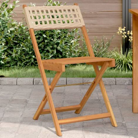 Chaises de bistrot lot de 2 beige bois massif d'acacia et rotin vidaXL