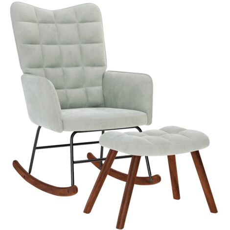 vidaXL Chaise à bascule avec repose-pied gris clair velours (1/5)